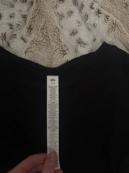 Alo ribbed Black Long-Sleeve Wrap Top - Picture 2 of 3